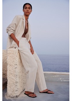 H & M - Zwężane spodnie z domieszką lnu - Beżowy ze sklepu H&M w kategorii Spodnie damskie - zdjęcie 170716935