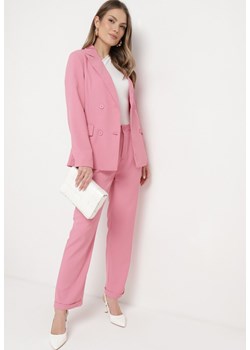 Różowe Spodnie o Klasycznym Fasonie z Podwiniętymi Nogawkami z Ukrytym Suwakiem Wilelma ze sklepu Born2be Odzież w kategorii Spodnie damskie - zdjęcie 170723079