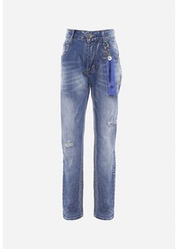 Niebieskie Jeansy Skinny z Przetarciami i Metalowym Łańcuszkiem Naephia ze sklepu Born2be Odzież w kategorii Spodnie dziewczęce - zdjęcie 170723309