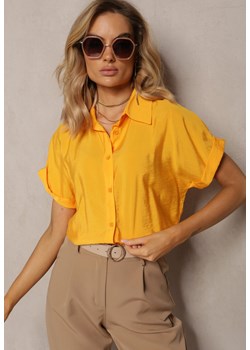 Żółta Asymetryczna Koszula Wiskozowa z Krótkim Rękawem Loreleis ze sklepu Renee odzież w kategorii Koszule damskie - zdjęcie 170723739