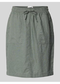 Spódnica lniana o długości do kolan z nakładanymi kieszeniami ze sklepu Peek&Cloppenburg  w kategorii Spódnice - zdjęcie 170727075