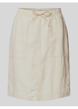 Spódnica lniana o długości do kolan z nakładanymi kieszeniami ze sklepu Peek&Cloppenburg  w kategorii Spódnice - zdjęcie 170727477
