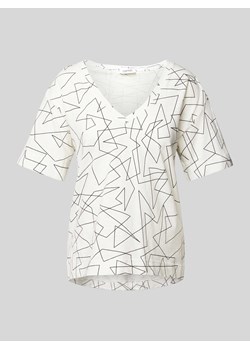 T-shirt z graficznym wzorem i dekoltem w serek ze sklepu Peek&Cloppenburg  w kategorii Bluzki damskie - zdjęcie 170728097