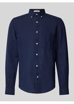 Koszula casualowa o kroju regular fit z lnu z kieszenią na piersi ze sklepu Peek&Cloppenburg  w kategorii Koszule męskie - zdjęcie 170728419