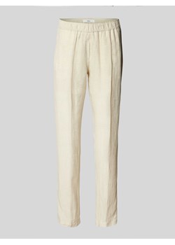 Lniane spodnie o skróconym kroju z elastycznym pasem ze sklepu Peek&Cloppenburg  w kategorii Spodnie damskie - zdjęcie 170728916
