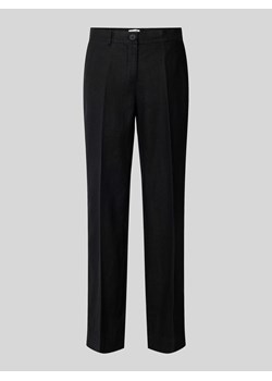 Lniane spodnie o kroju regular fit w kant model ‘Mirja’ ze sklepu Peek&Cloppenburg  w kategorii Spodnie damskie - zdjęcie 170729145
