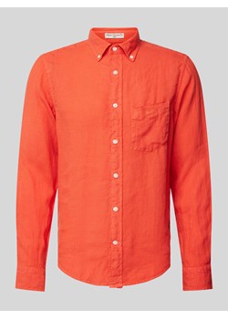 Koszula casualowa o kroju regular fit z lnu z kieszenią na piersi ze sklepu Peek&Cloppenburg  w kategorii Koszule męskie - zdjęcie 170729426
