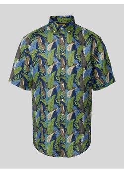 Koszula lniana o kroju regular fit z kwiatowym wzorem ze sklepu Peek&Cloppenburg  w kategorii Koszule męskie - zdjęcie 170729846