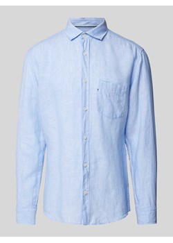 Koszula casualowa z lnu w jednolitym kolorze ze sklepu Peek&Cloppenburg  w kategorii Koszule męskie - zdjęcie 170729909