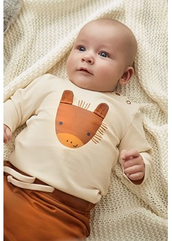 Bawełniana bluzka niemowlęca z długim rękawem - beżowa z konikiem ze sklepu 5.10.15 w kategorii Kaftaniki i bluzki - zdjęcie 170730106
