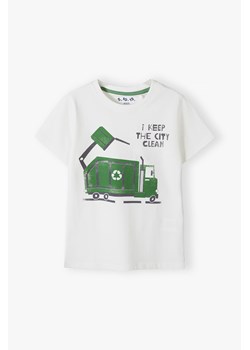 Biały t-shirt dla chłopca bawełniany z nadrukiem ze sklepu 5.10.15 w kategorii T-shirty chłopięce - zdjęcie 170730157