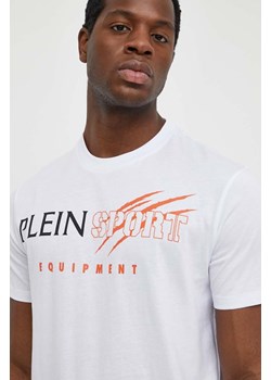 PLEIN SPORT t-shirt bawełniany męski kolor biały z nadrukiem ze sklepu ANSWEAR.com w kategorii T-shirty męskie - zdjęcie 170734189