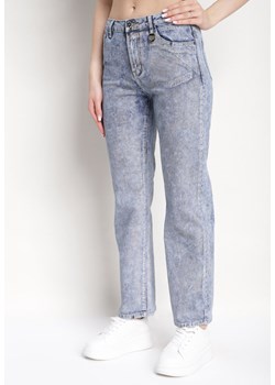 Niebieskie Szerokie Jeansy z Metalicznym Połyskiem Aleapia ze sklepu Born2be Odzież w kategorii Jeansy damskie - zdjęcie 170735867
