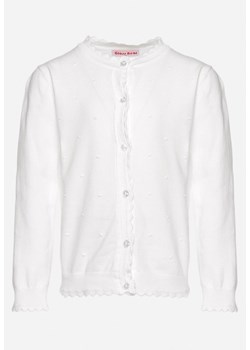 Biały Kardigan Zapinany na Guziki ze Ściągaczami Xerlia ze sklepu Born2be Odzież w kategorii Swetry dziewczęce - zdjęcie 170735949