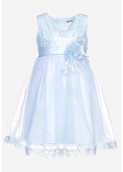 Niebieska Sukienka Princeska o Rozkloszowanym Fasonie z Aplikacją Kwiatka Alevirpa ze sklepu Born2be Odzież w kategorii Sukienki dziewczęce - zdjęcie 170735958