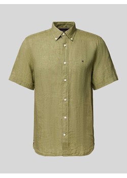 Koszula lniana o kroju regular fit z kołnierzykiem typu button down ze sklepu Peek&Cloppenburg  w kategorii Koszule męskie - zdjęcie 170737406