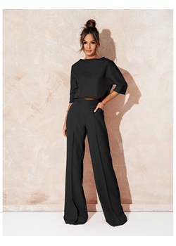 WP modny komplet z szerokimi spodniami - czarny ze sklepu magmac.pl w kategorii Komplety i garnitury damskie - zdjęcie 170737465