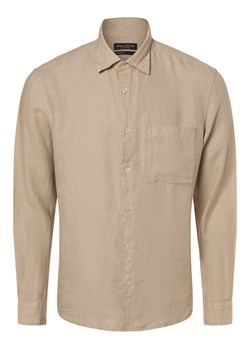 Marc O'Polo Męska koszula lniana Mężczyźni Regular Fit len beżowy jednolity ze sklepu vangraaf w kategorii Koszule męskie - zdjęcie 170738139
