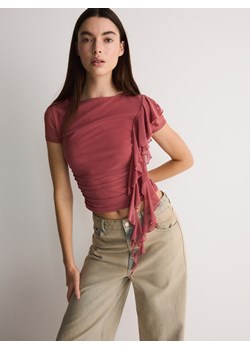 Reserved - T-shirt z dekoracyjnym brzegiem - intenstywna czerwień ze sklepu Reserved w kategorii Bluzki damskie - zdjęcie 170738838