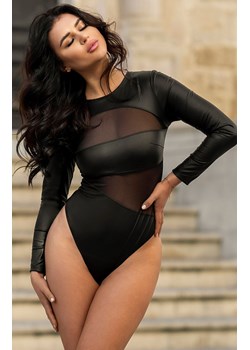 Czarne body damskie z lateksu V-10580, Kolor czarny, Rozmiar L, Axami ze sklepu Intymna w kategorii Body damskie - zdjęcie 170739839