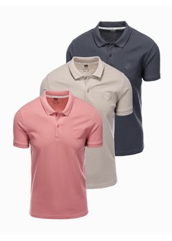 Zestaw koszulek męskich polo z dzianiny pique 3-pak - mix V3 Z28 ze sklepu ombre w kategorii T-shirty męskie - zdjęcie 170740635