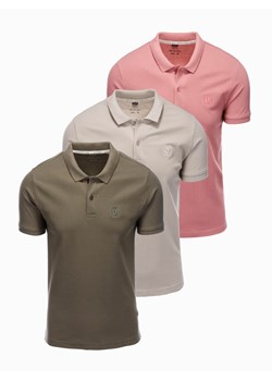 Zestaw koszulek męskich polo z dzianiny pique 3-pak - mix V5 Z28 ze sklepu ombre w kategorii T-shirty męskie - zdjęcie 170740639