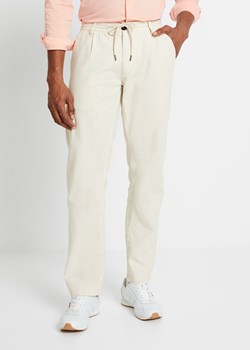 Spodnie chino  z gumką, Regular Fit Straight, z materiału z domieszką lnu ze sklepu bonprix w kategorii Spodnie męskie - zdjęcie 170741338