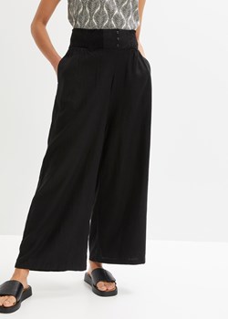 Spodnie Marlena high waist, z domieszką lnu, z wygodnym paskiem w talii z przeszyciem cienkimi gumkami ze sklepu bonprix w kategorii Spodnie damskie - zdjęcie 170741437
