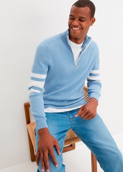 Sweter ze stójką z zamkiem, z bawełny z recyklingu ze sklepu bonprix w kategorii Swetry męskie - zdjęcie 170741857