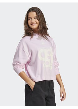 adidas Bluza French Terry Print IS4299 Różowy Loose Fit ze sklepu MODIVO w kategorii Bluzy damskie - zdjęcie 170744919