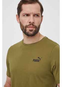 Puma t-shirt męski kolor zielony gładki 586669 ze sklepu ANSWEAR.com w kategorii T-shirty męskie - zdjęcie 170745475