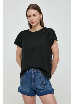 Twinset t-shirt bawełniany damski kolor czarny ze sklepu ANSWEAR.com w kategorii Bluzki damskie - zdjęcie 170745667