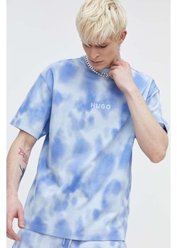 HUGO t-shirt bawełniany męski kolor niebieski wzorzysty 50509986 ze sklepu ANSWEAR.com w kategorii T-shirty męskie - zdjęcie 170745715