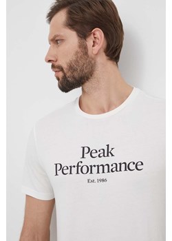 Peak Performance t-shirt bawełniany męski kolor biały z nadrukiem ze sklepu ANSWEAR.com w kategorii T-shirty męskie - zdjęcie 170745855