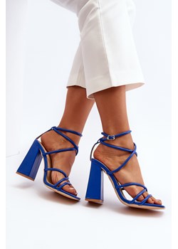 Sandały Modne Obcas Niebieskie Josette ze sklepu ZAZOO w kategorii Sandały damskie - zdjęcie 170747445