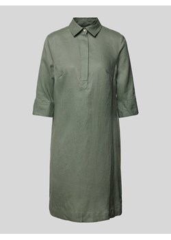 Sukienka koszulowa o długości do kolan z lnu w jednolitym kolorze ze sklepu Peek&Cloppenburg  w kategorii Sukienki - zdjęcie 170749349