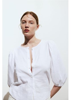 H & M - Bluzka z domieszką lnu - Biały ze sklepu H&M w kategorii Bluzki damskie - zdjęcie 170749866