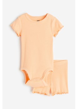 H & M - Bawełniany komplet w prążki 2-częściowy - Pomarańczowy ze sklepu H&M w kategorii Odzież dla niemowląt - zdjęcie 170749867
