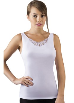 Koszulka na szerszych ramiączkach biała Tela, Kolor biały, Rozmiar S, EMILI ze sklepu Primodo w kategorii Bluzki damskie - zdjęcie 170750738