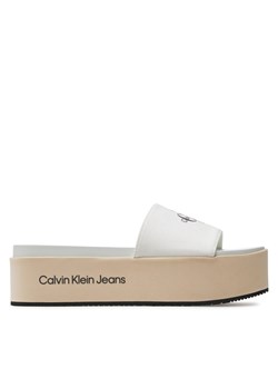 Klapki Calvin Klein Jeans Flatform Sandal Met YW0YW01036 Écru ze sklepu eobuwie.pl w kategorii Klapki damskie - zdjęcie 170754175