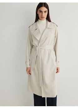 Reserved - Płaszcz z wiązaniem - złamana biel ze sklepu Reserved w kategorii Płaszcze damskie - zdjęcie 170756487