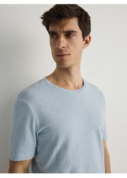 Reserved - T-shirt regular fit z lnem - jasnoniebieski ze sklepu Reserved w kategorii T-shirty męskie - zdjęcie 170756527