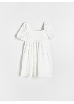 Reserved - Bawełniana sukienka z bufkami - złamana biel ze sklepu Reserved w kategorii Sukienki dziewczęce - zdjęcie 170756655
