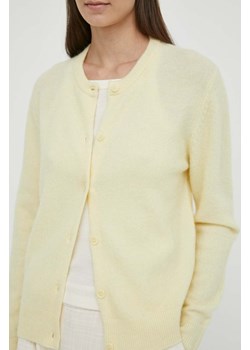 Samsoe Samsoe kardigan wełniany NOR kolor żółty lekki F16422744 ze sklepu PRM w kategorii Swetry damskie - zdjęcie 170769496