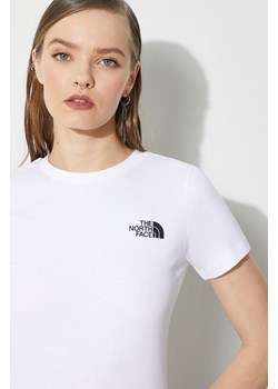 The North Face t-shirt bawełniany W S/S Redbox Slim Tee damski kolor biały NF0A87NMFN41 ze sklepu PRM w kategorii Bluzki damskie - zdjęcie 170770298