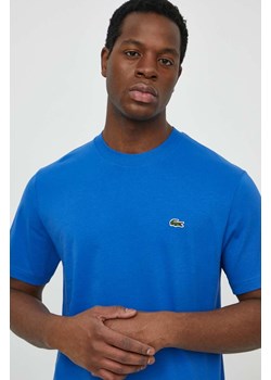 Lacoste t-shirt bawełniany męski kolor niebieski gładki ze sklepu PRM w kategorii T-shirty męskie - zdjęcie 170770336