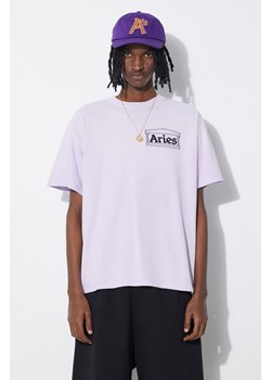 Aries t-shirt bawełniany Sunbleached Temple SS Tee męski kolor fioletowy z nadrukiem SUAR60030X ze sklepu PRM w kategorii T-shirty męskie - zdjęcie 170770358