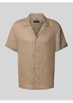Koszula casualowa z lnu z kołnierzem z połami model ‘BIJAN’ ze sklepu Peek&Cloppenburg  w kategorii Koszule męskie - zdjęcie 170772035