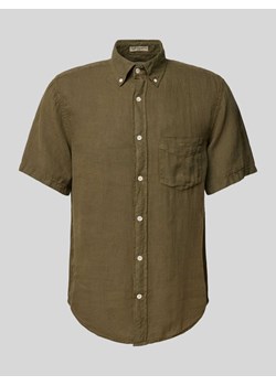 Koszula lniana o kroju regular fit z rękawem o dł. 1/2 ze sklepu Peek&Cloppenburg  w kategorii Koszule męskie - zdjęcie 170772089