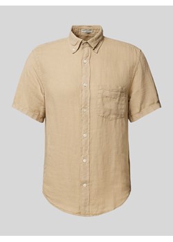 Koszula lniana o kroju regular fit z rękawem o dł. 1/2 ze sklepu Peek&Cloppenburg  w kategorii Koszule męskie - zdjęcie 170772158